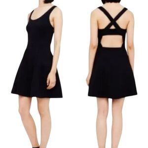 Club Monaco Taura Dress Black Size 10 Cut Out Back Criss Cross Straps Scalloped